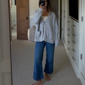 J. Crew Light Gray Ribbed Button Cardigan